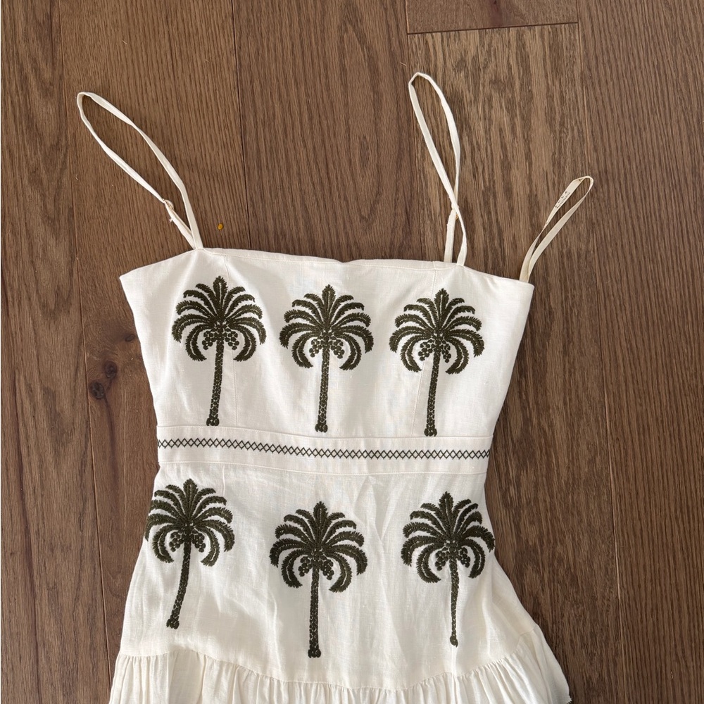 Agua Bendita Cream and Brown Palm Dress - Picture 4 of 6